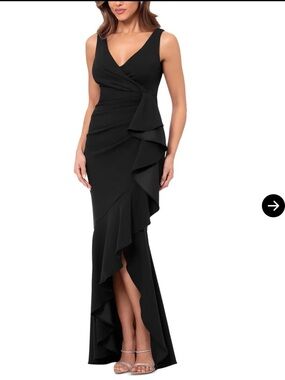 NWT $258 Aqua Black Sleeveless Cascade Ruffle Maxi Dress, size 0.  Gorgeous